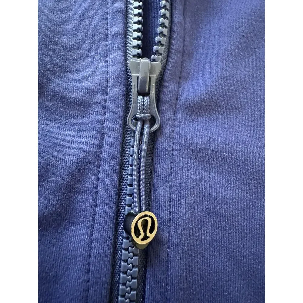 Lululemon Athletica Blue Zip-Front Jacket 10 Hood Long-Sleeve Thumbholes Stretch - Picture 9 of 9